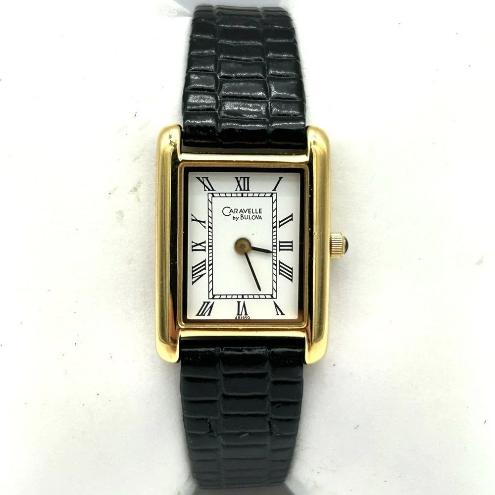 Caravelle by Bulova Women's Gold Tank Watch Vintage Y2K Roman Numeral Quartz